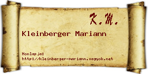 Kleinberger Mariann névjegykártya